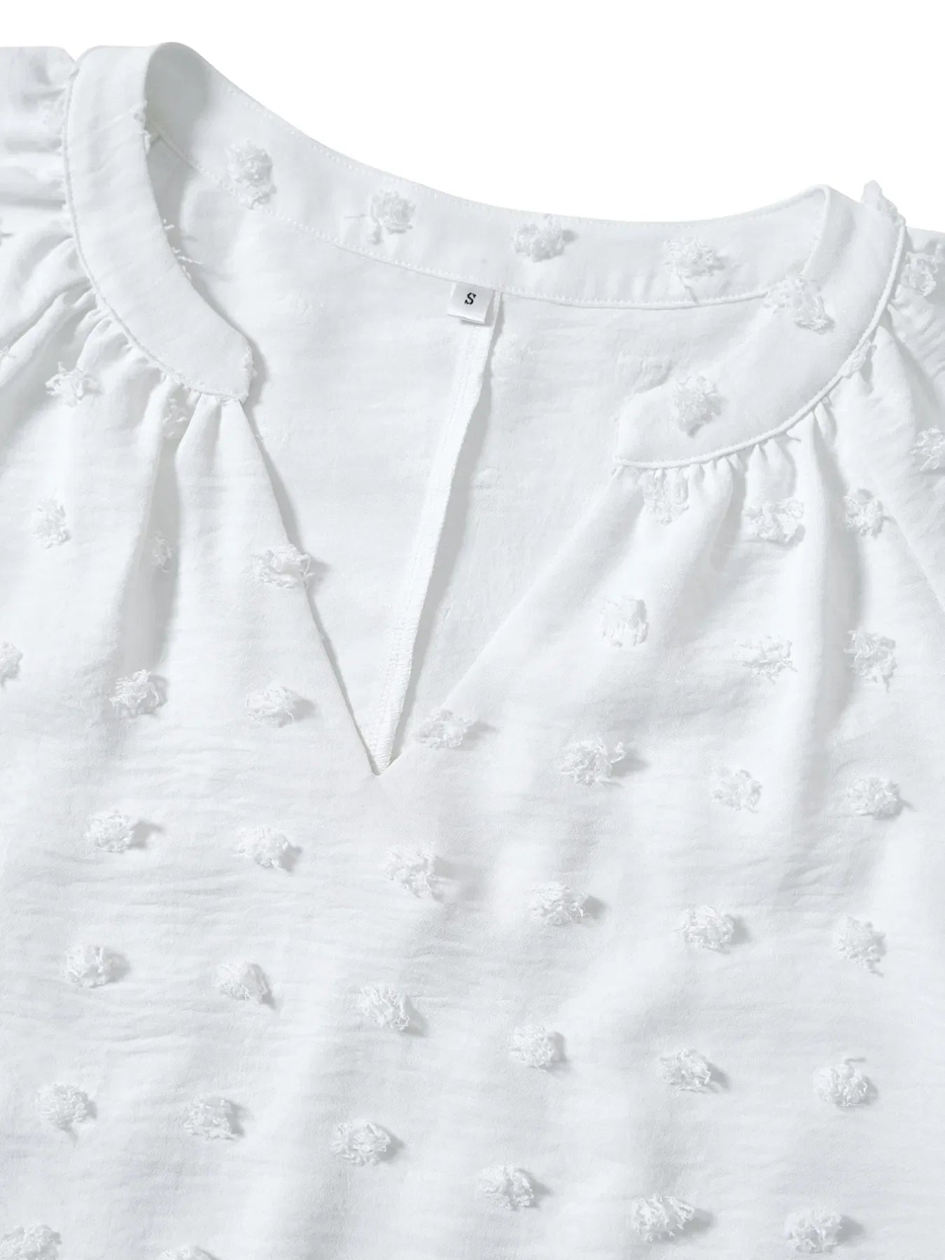 Swiss Dot Notched Half Se Blouse