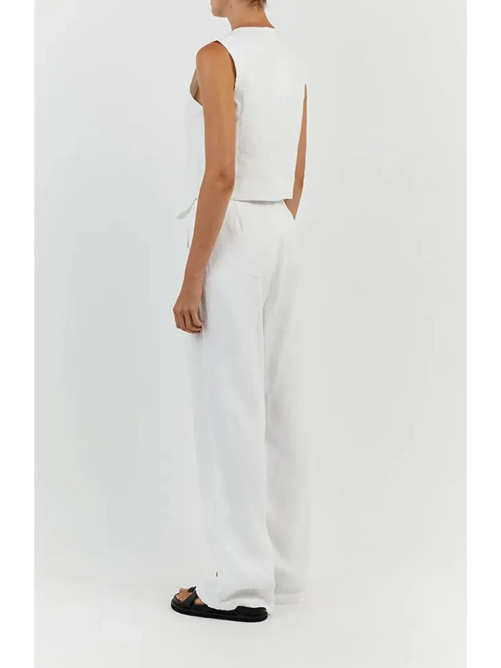Full Size V-Neck Vest and Wide Leg Pants Set Plus Size
