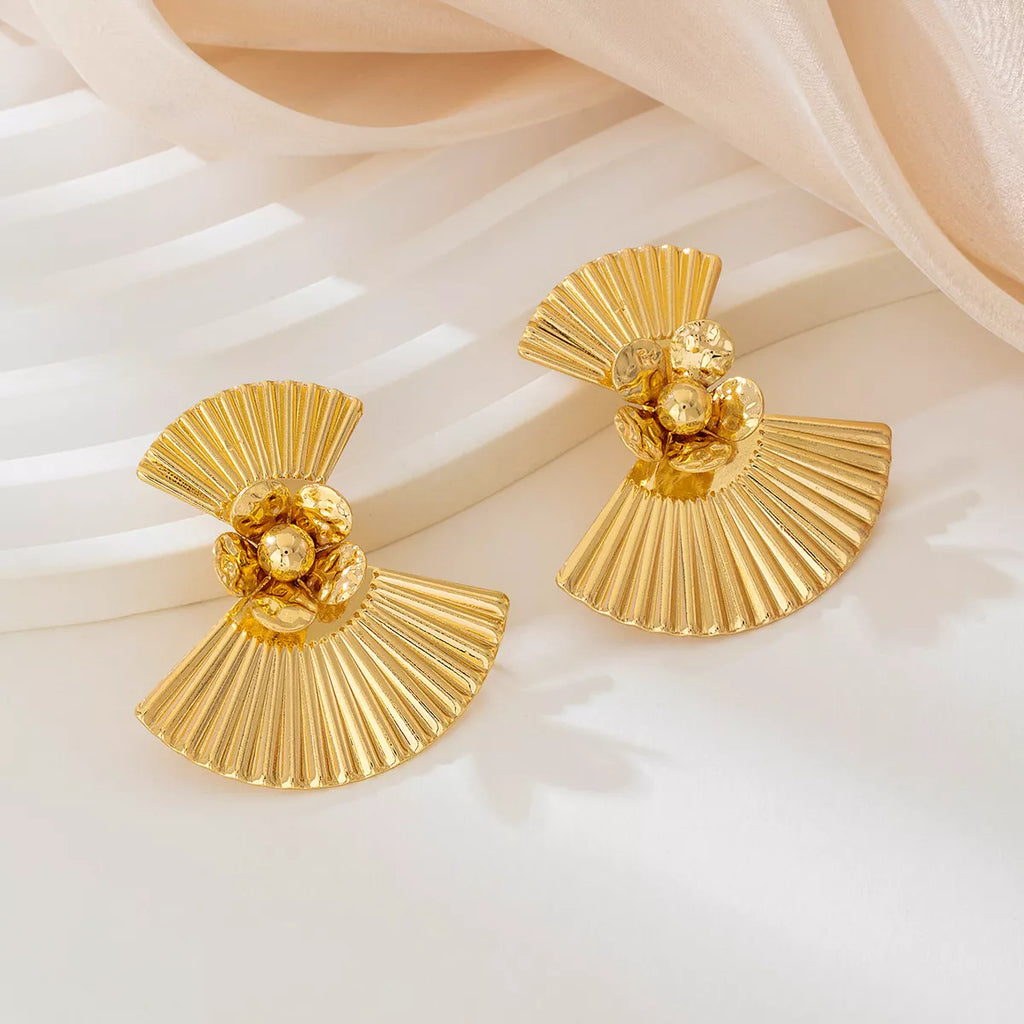 18K Gold-Plated Alloy Fan Earrings