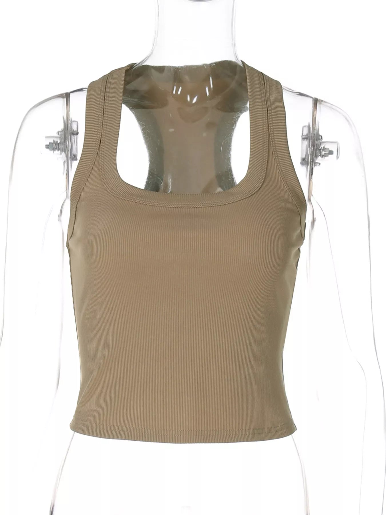 Ribbed Square Neck Tank Top