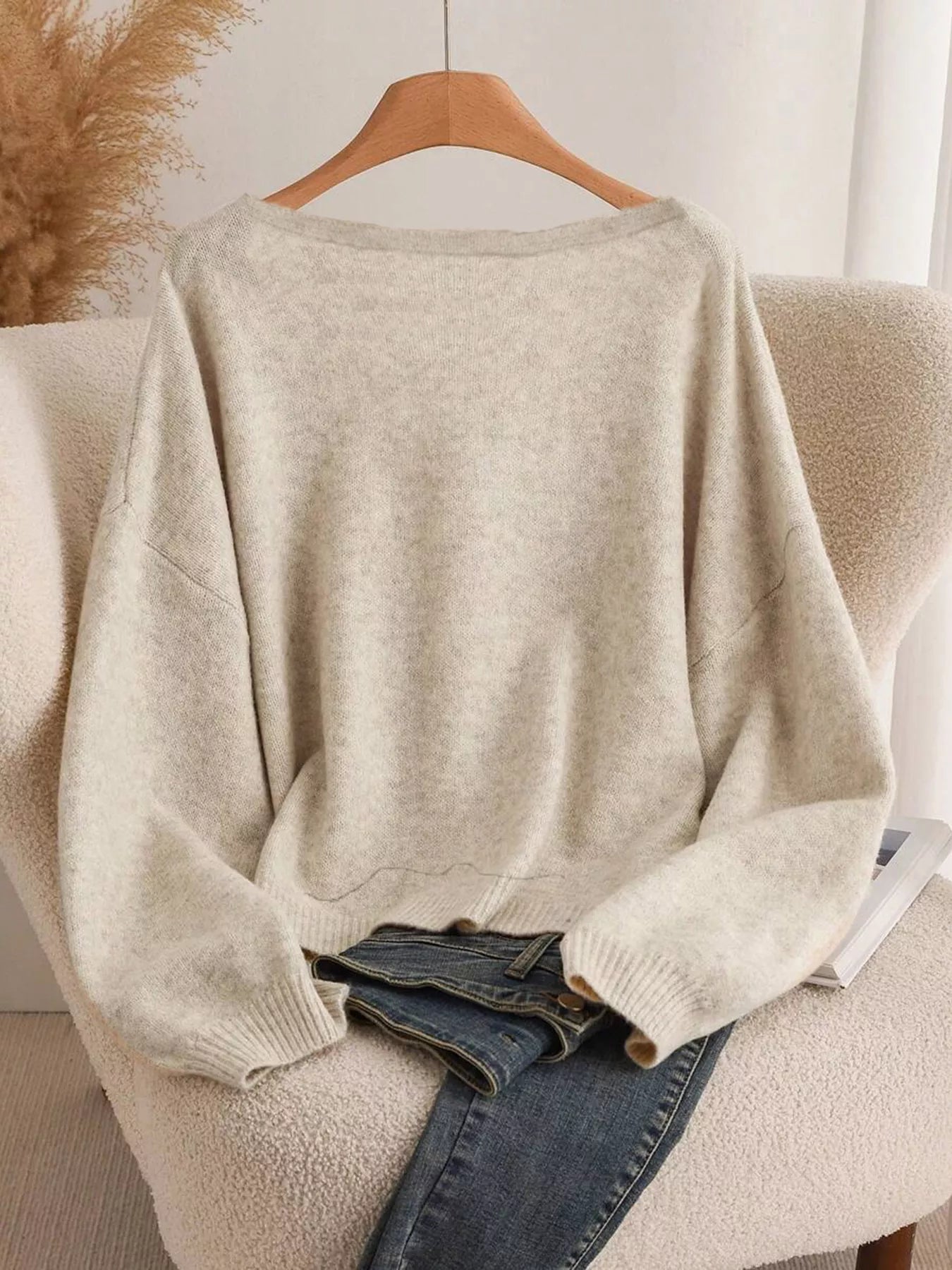 Bow-knot Front V-Neck Knit Cardigan