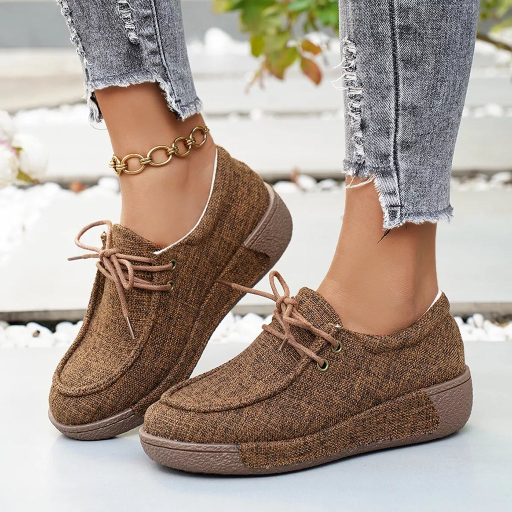 Round Toe  Lace-Up Sneakers