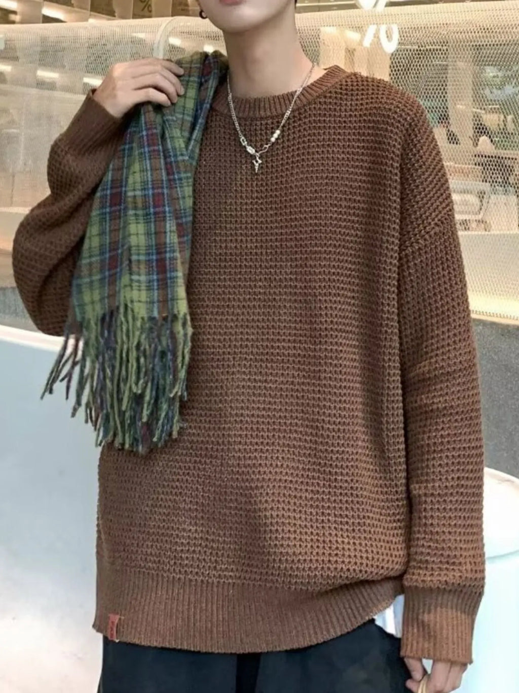 Men's Plus Size Round Neck Long Sleeve Sweater