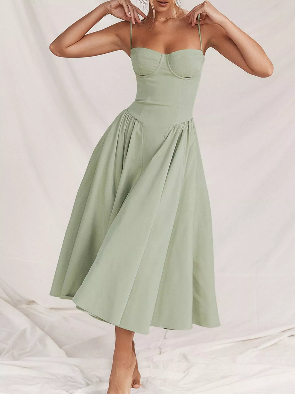 Sweetheart Neck Midi Cami Dress