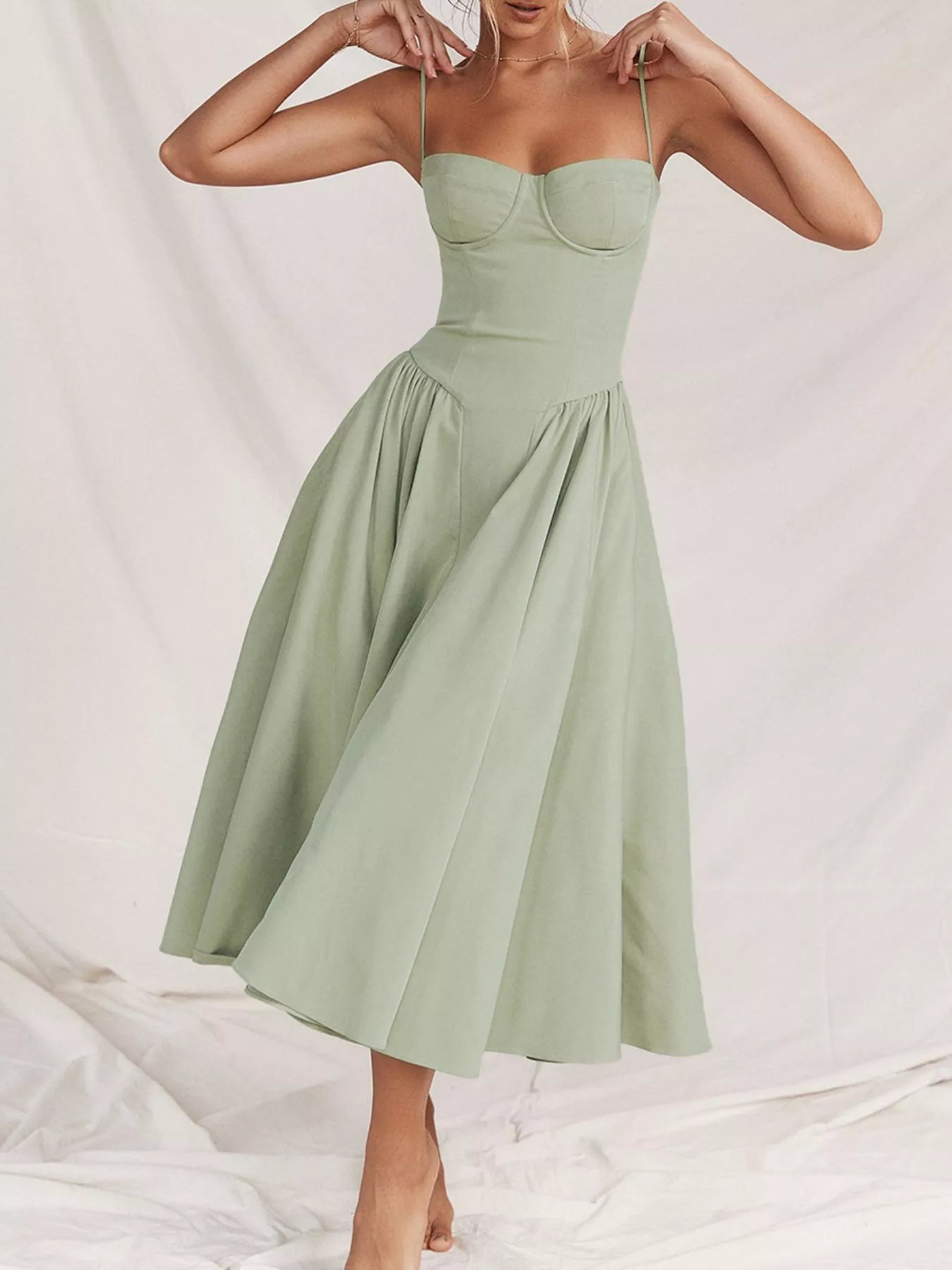 Sweetheart Neck Midi Cami Dress