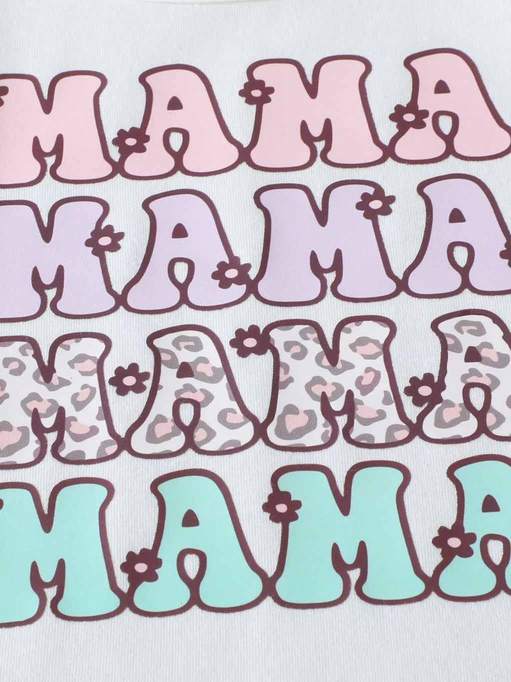 Children's Mama Graphic Tee and Leopard Shorts Set with Headband