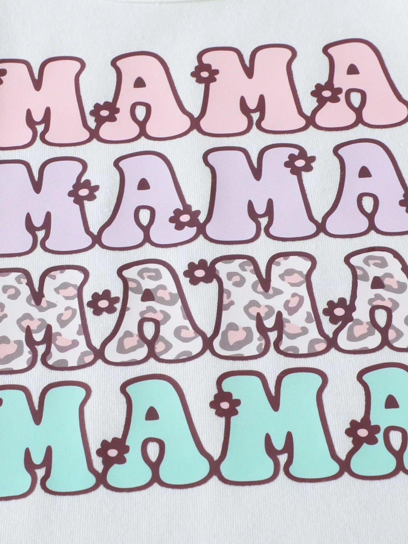 Children's Mama Graphic Tee and Leopard Shorts Set with Headband