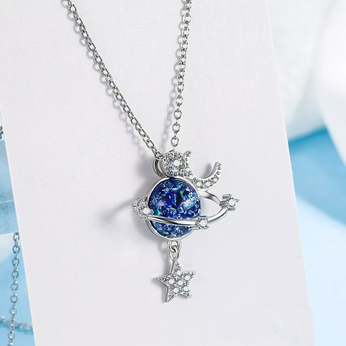 925 Sterling Silver Planet Pendant Necklace
