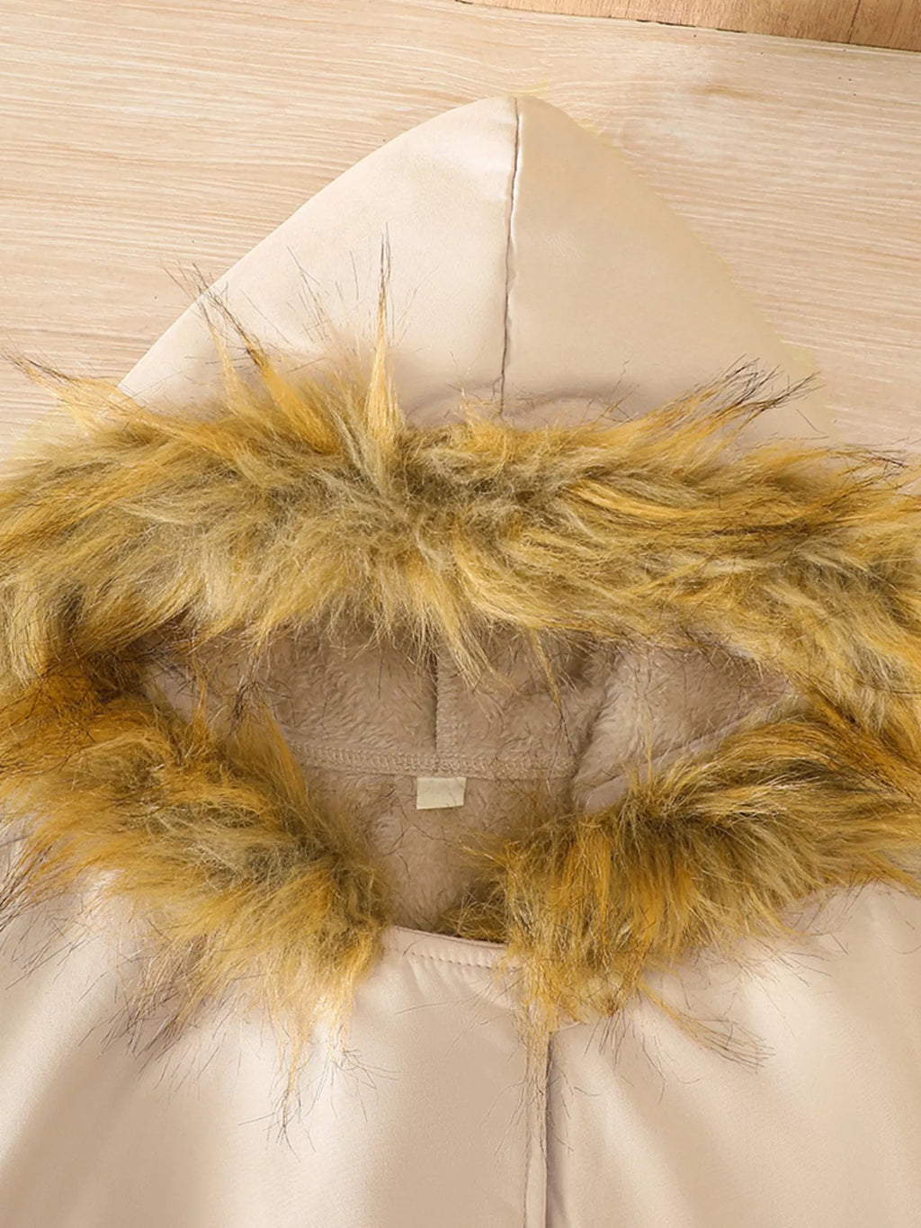 Children's Tie Waist Faux Fur Hooded Outerwear