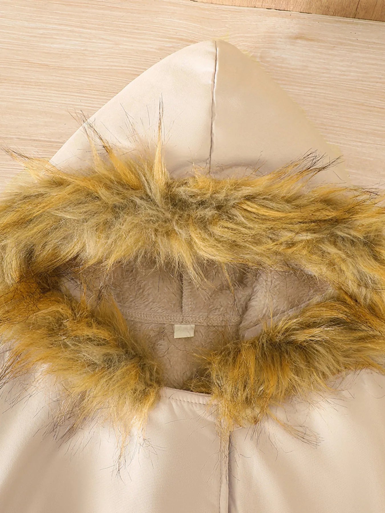 Children's Tie Waist Faux Fur Hooded Outerwear