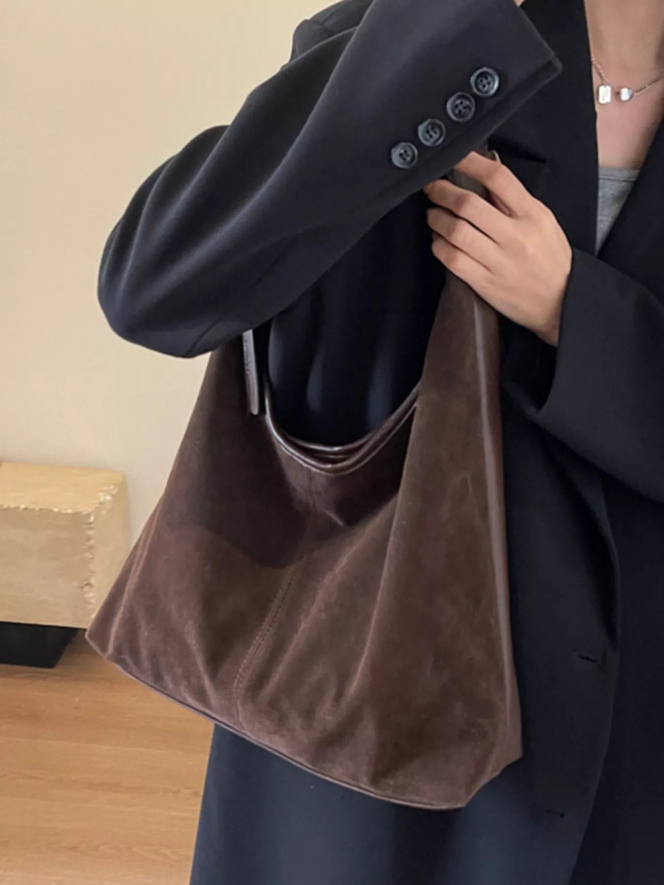 Adjustable Strap Corduroy Shoulder Bag