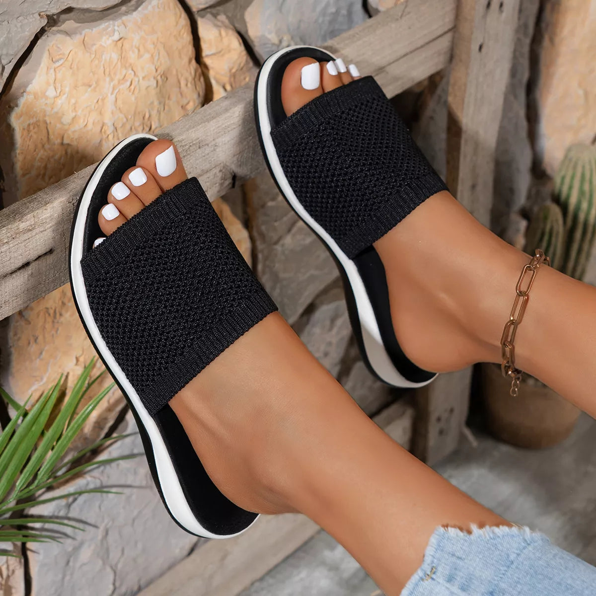Open Toe Knit Sandals