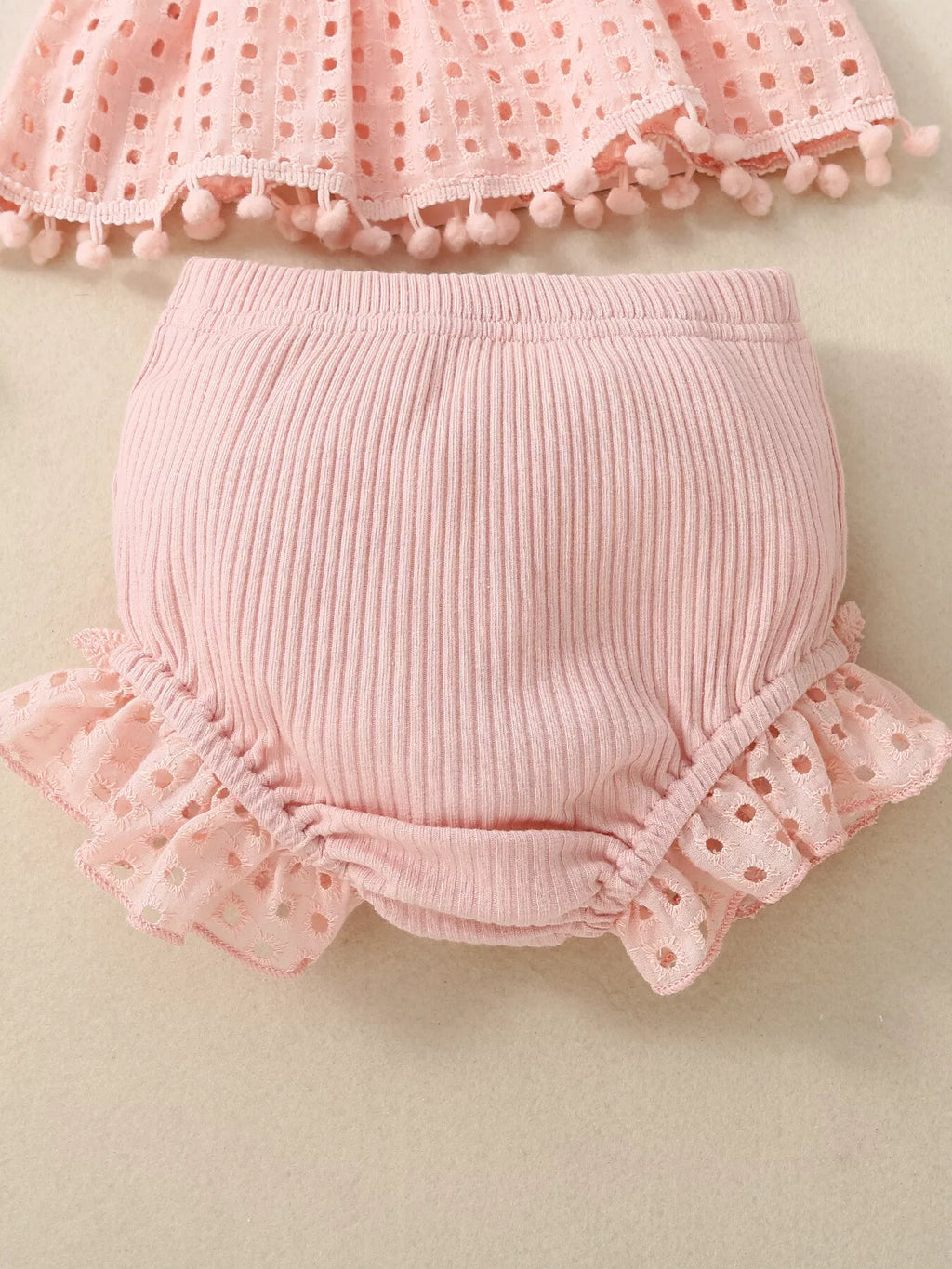Children's Eyelet Smocked Tank Top and Ruffled Bloomers Set