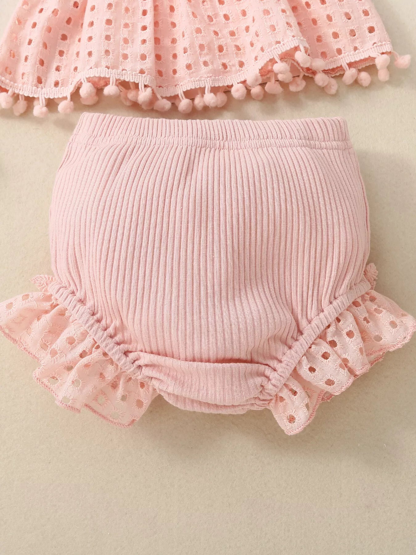 Children's Eyelet Smocked Tank Top and Ruffled Bloomers Set