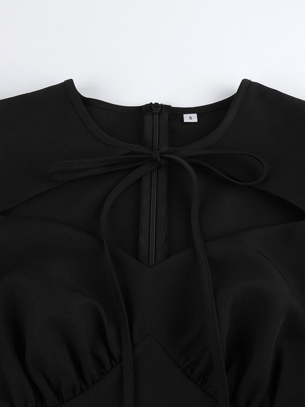 Cutout Front Puff Sleeve Dress