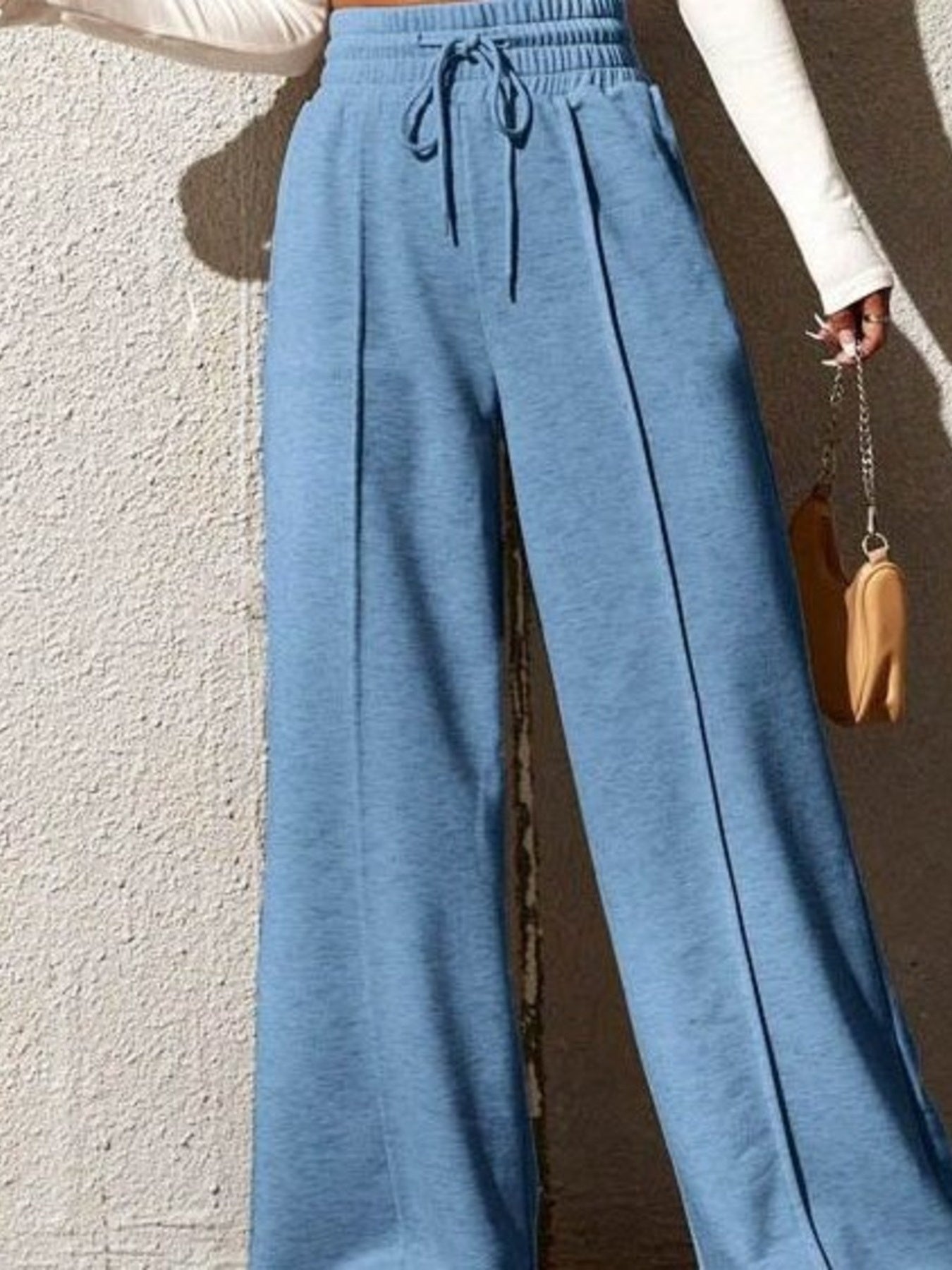 Wide Leg Drawstring Waist Pants
