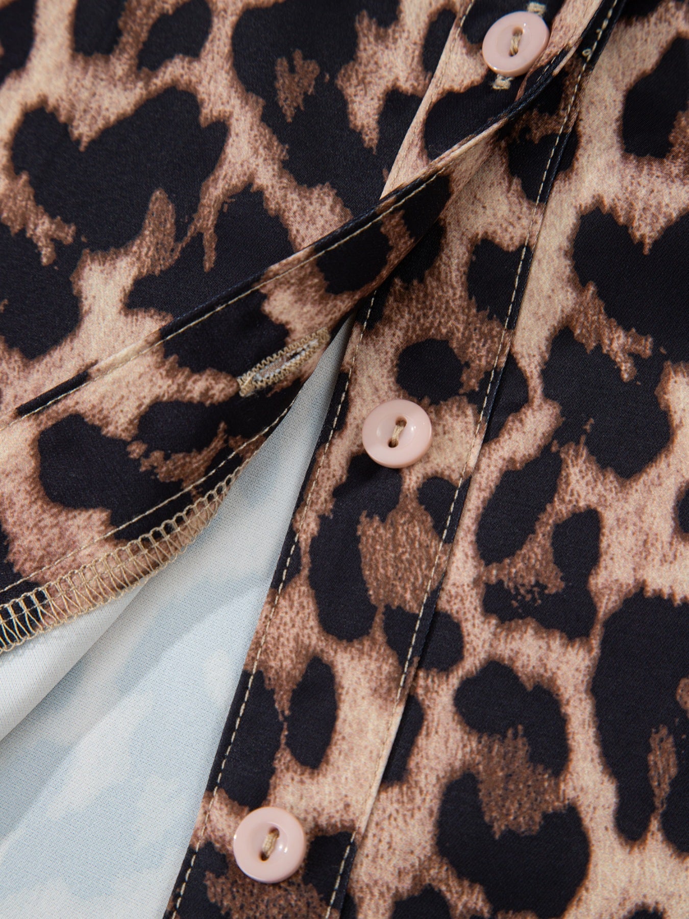 Leopard Print Lace Trim Short Sleeve Shirt