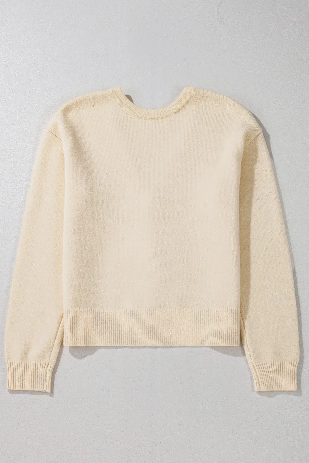 Bowknot Front V Neck Long Sleeve Sweater