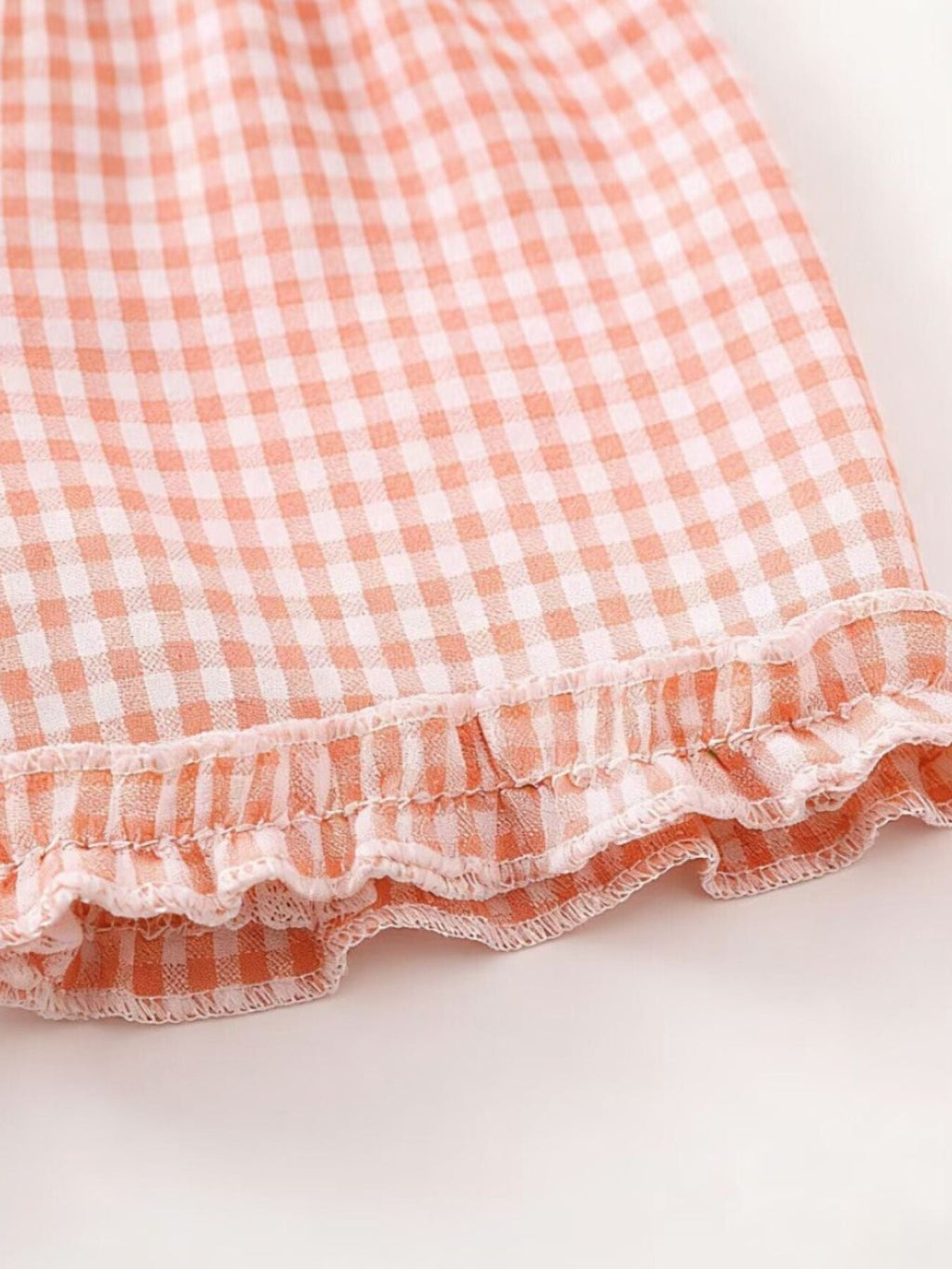 Children's Gingham Ruffle Trim Tank Top & Shorts Set
