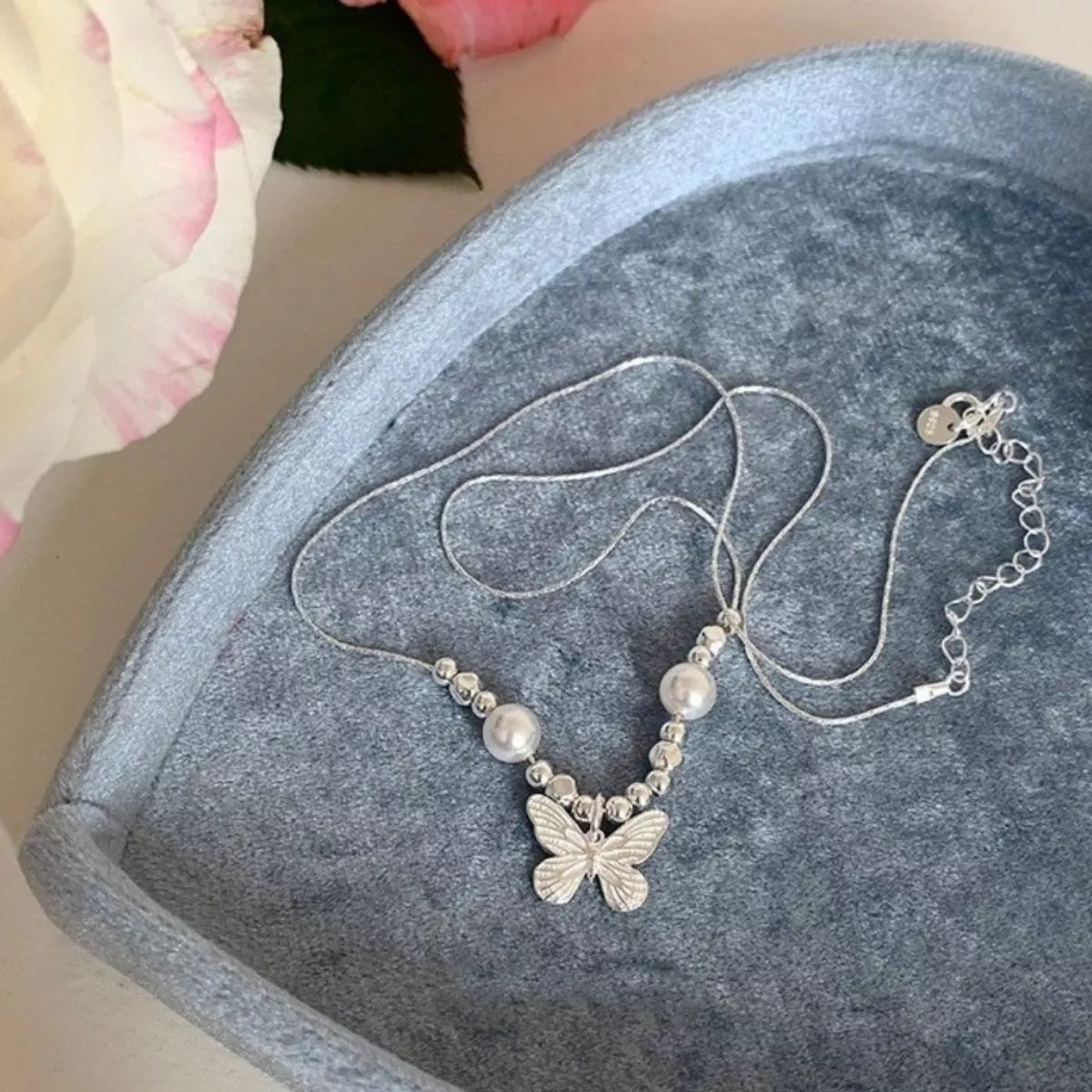 Butterfly Pearl Pendant Necklace