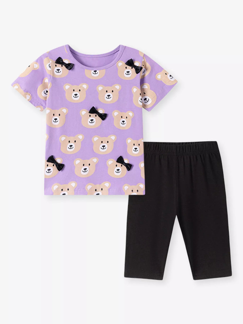 Children's Bear Print Top & Capri Leggings Set