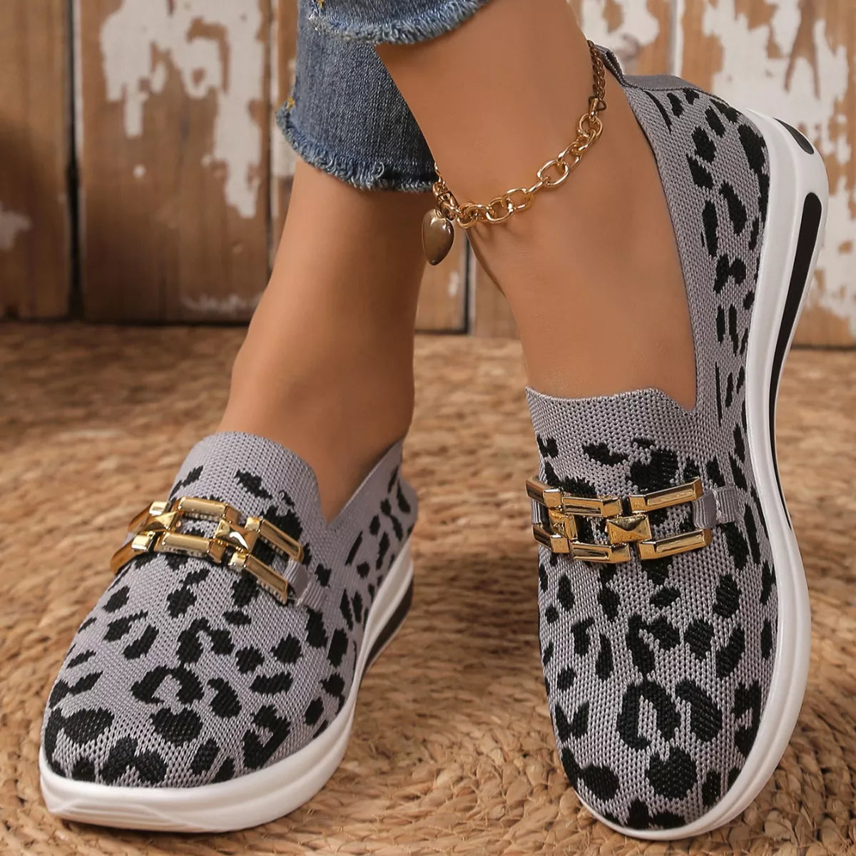 Leopard Round Toe Slip-Ons