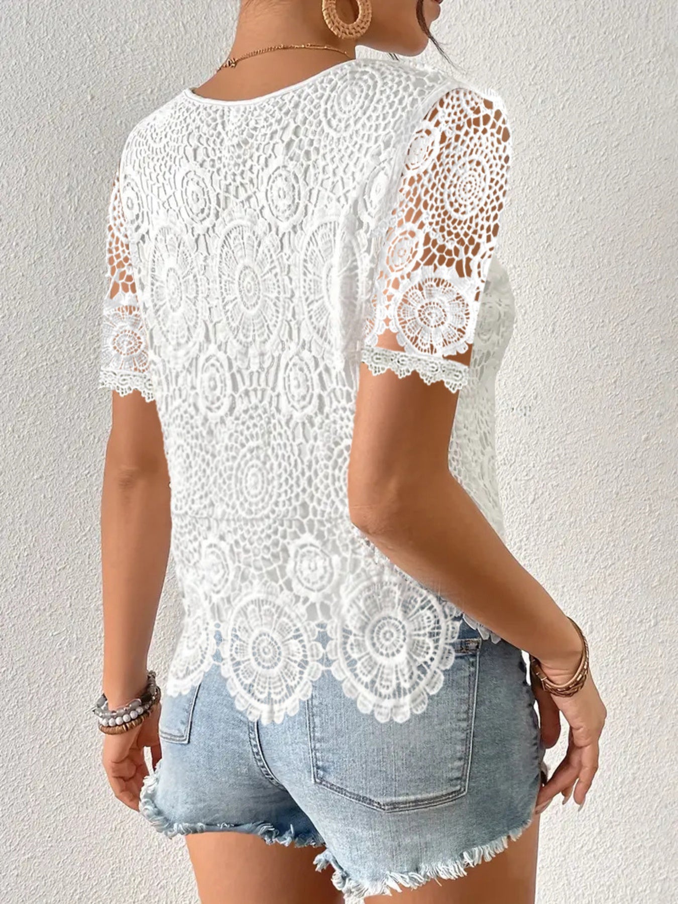 Lace Short Sleeve Blouse