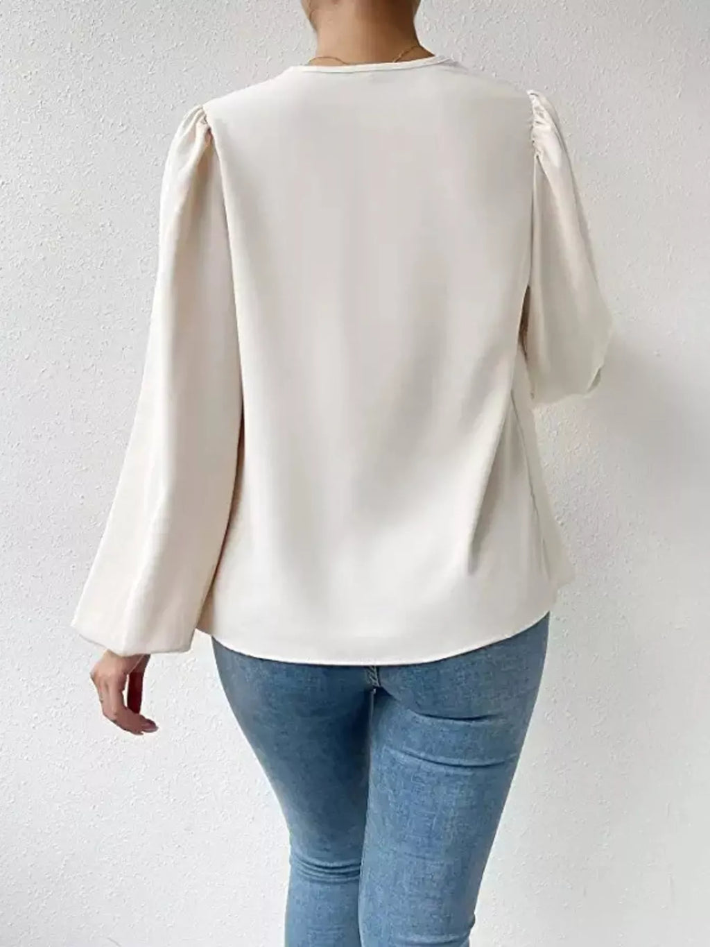 Full Size Cowl Neck Balloon Sleeve Blouse Plus Size