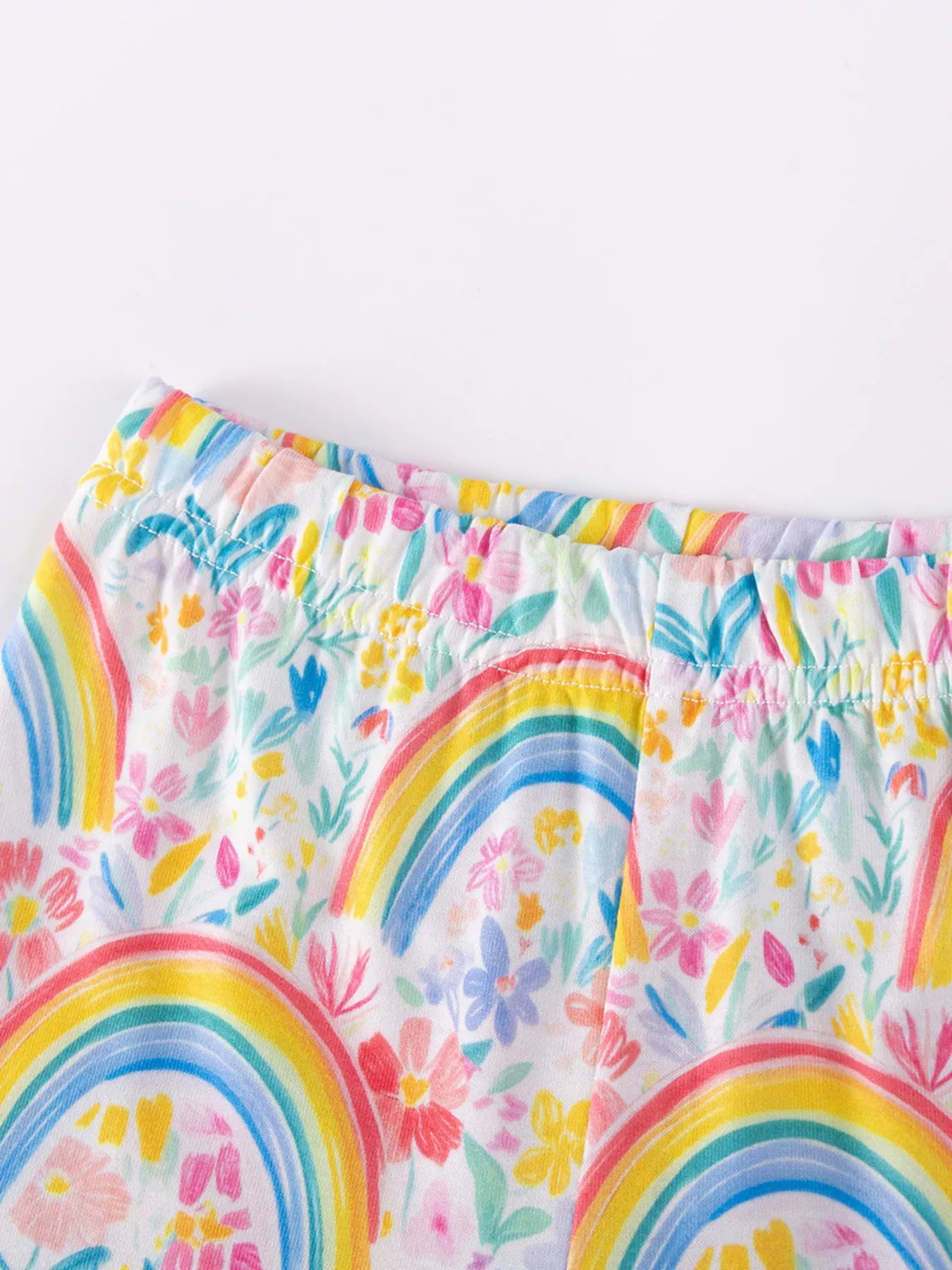 Children's Rainbow Ruffle Sleeve Top & Capri Set
