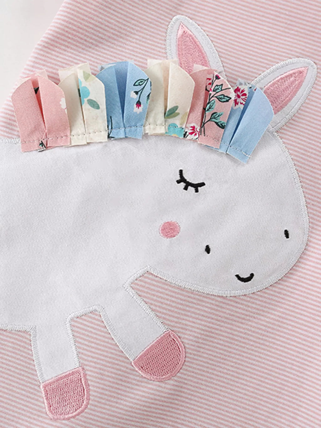 Children's Striped Unicorn Top and Shorts Set