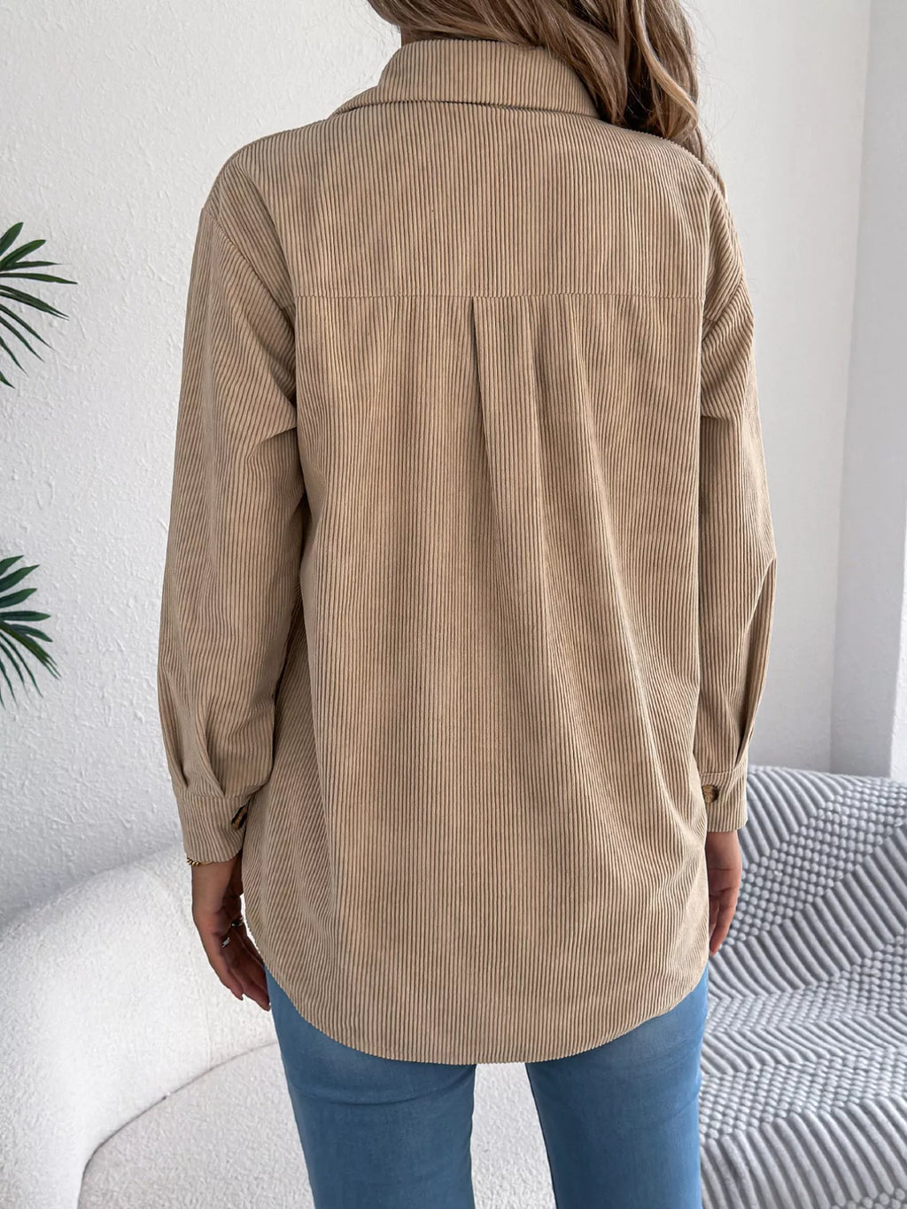 Casual Corduroy Button-Up Shacket