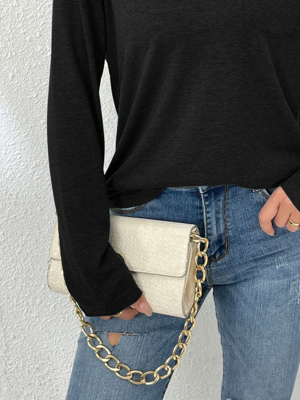 Collared Neck Long Sleeve T-Shirt