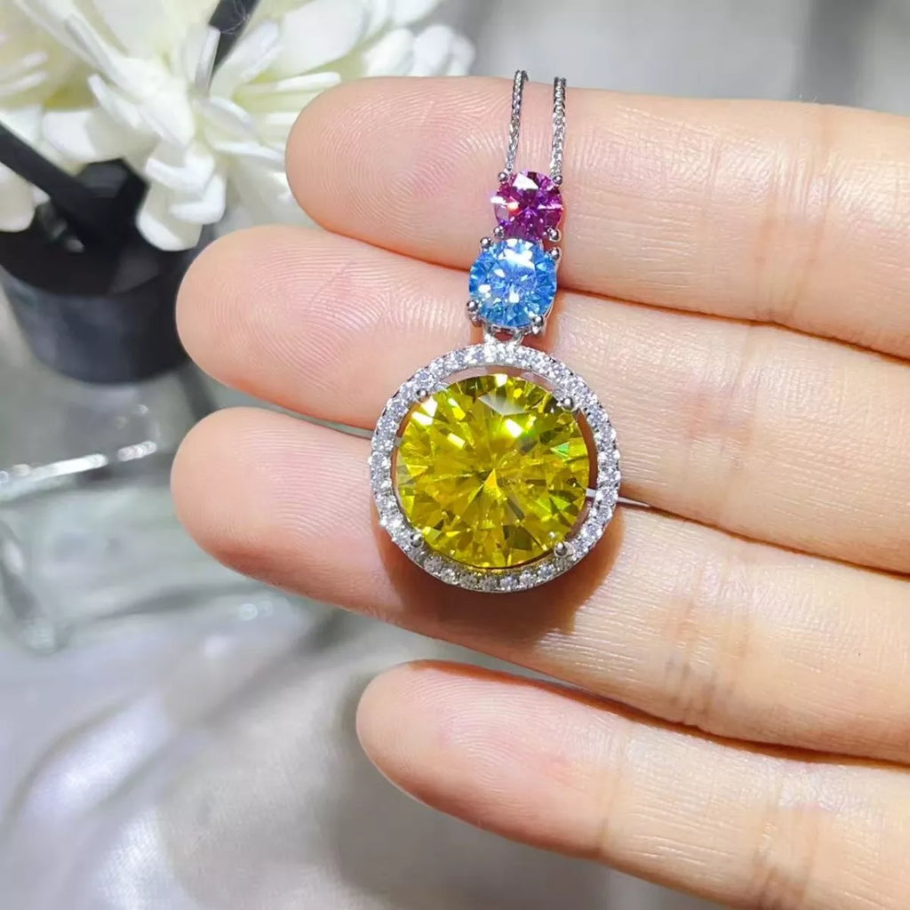 11.5 Carat Moissanite 925 Sterling Silver Necklace