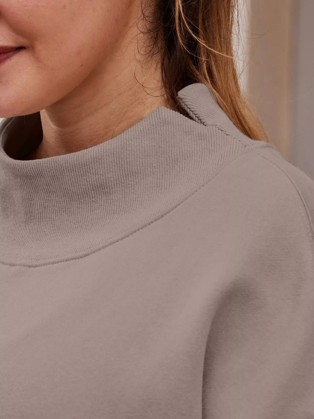 Mock Neck Dropped Shoulder Sweatshirt