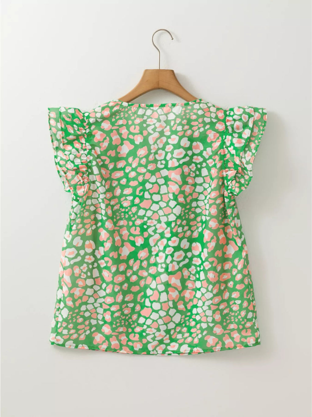 Printed Ruffled Cap Sleeve Blouse