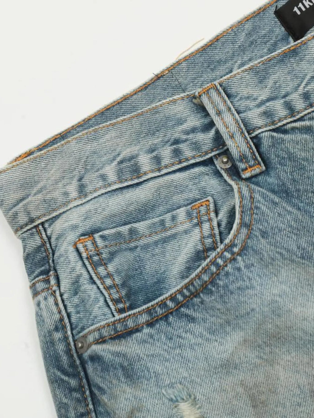 Men's Distressed Wide Leg Jeans