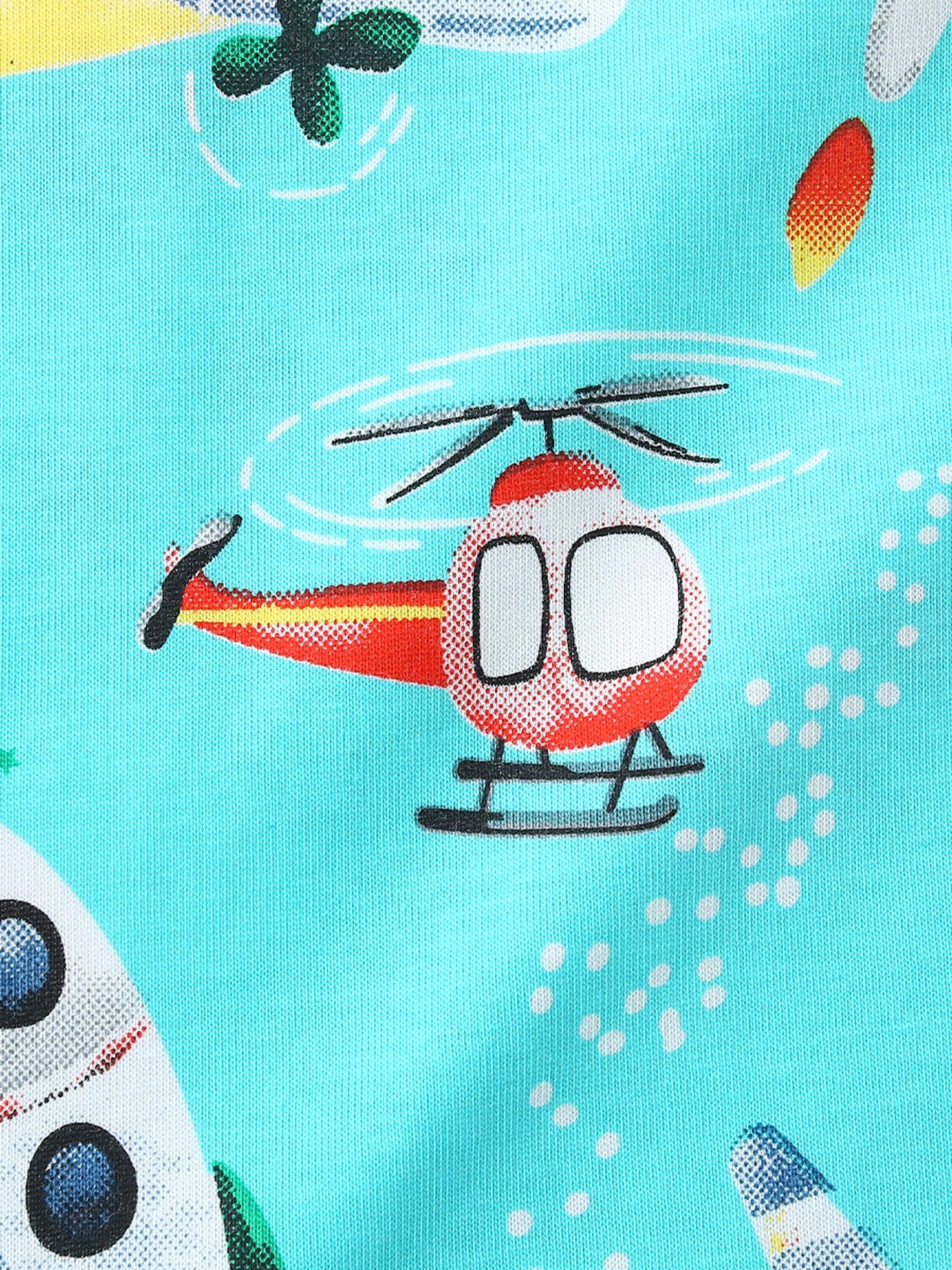 Children's Airplane & Rocket Print Crew Neck Short Sleeve T-Shirt