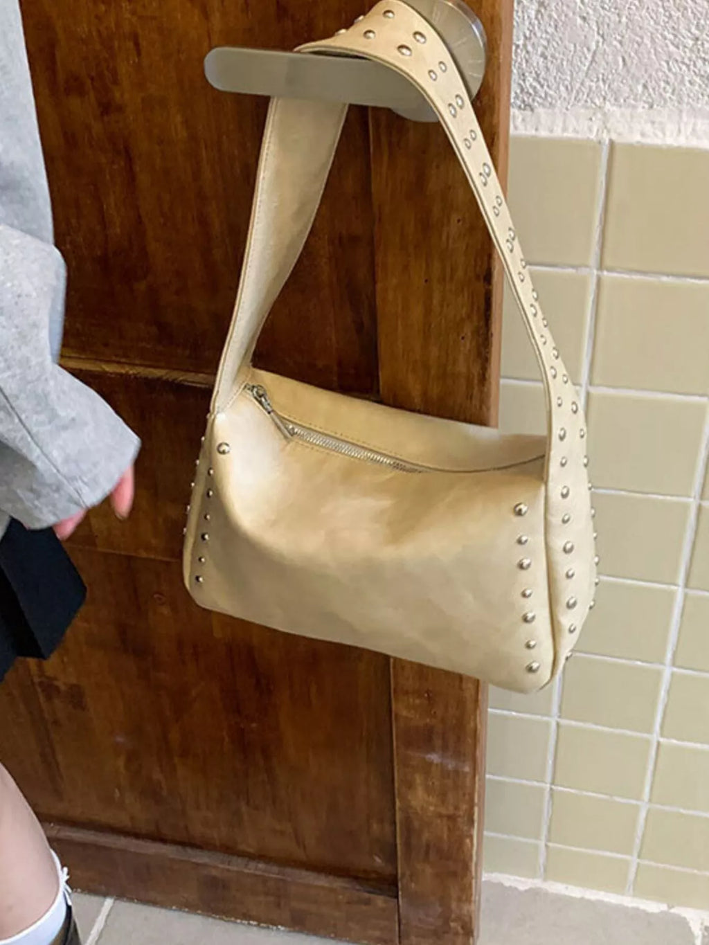 Studded Accent Shoulder Bag