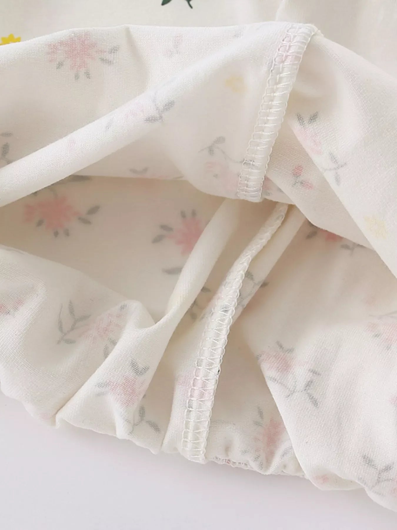 Children's Cute Bunny Graphic Top and Floral Pants Set