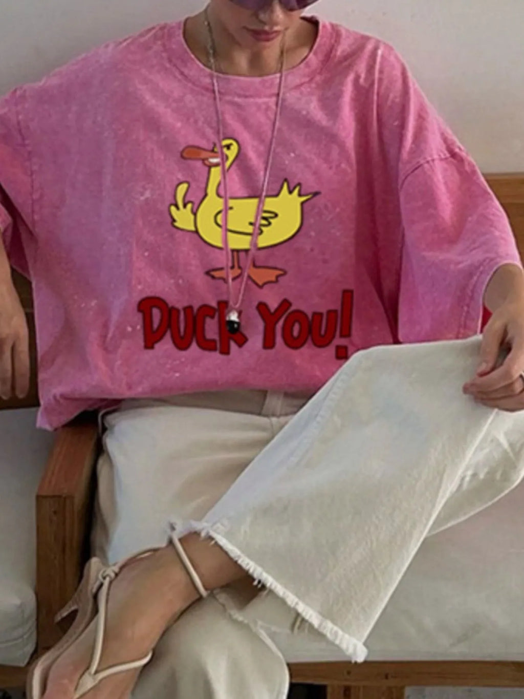 Duck Graphic Oversized Round Neck T-Shirt