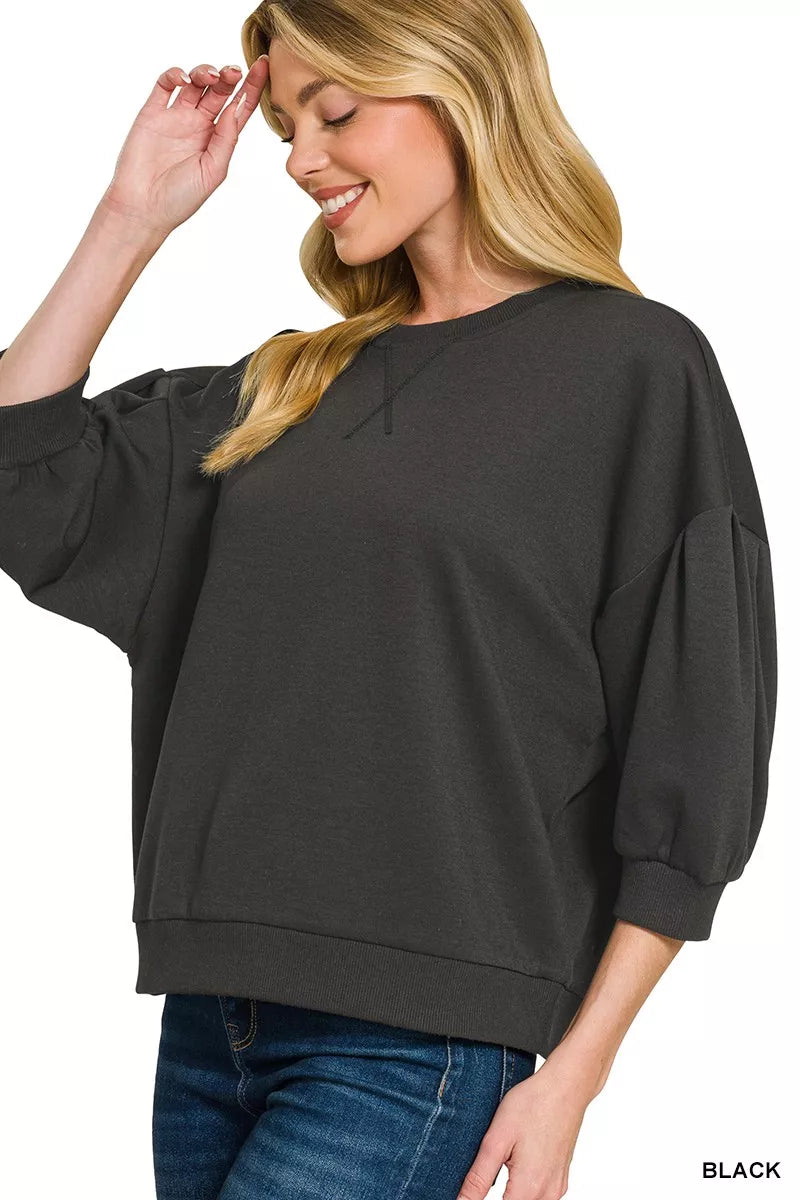 Zenana Scuba Dolman Sleeve Sweatshirt