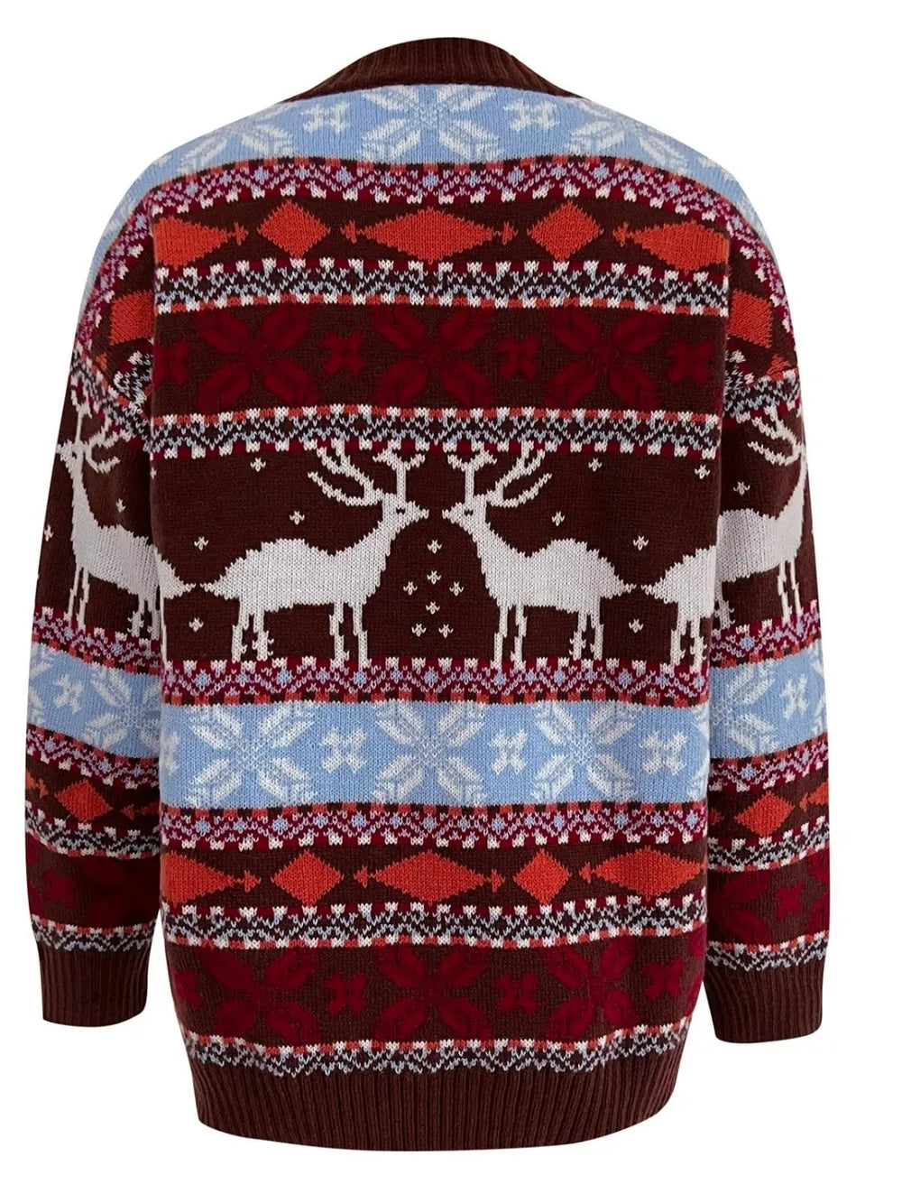 Geometric Round Neck Dropped Shoulder Sweater