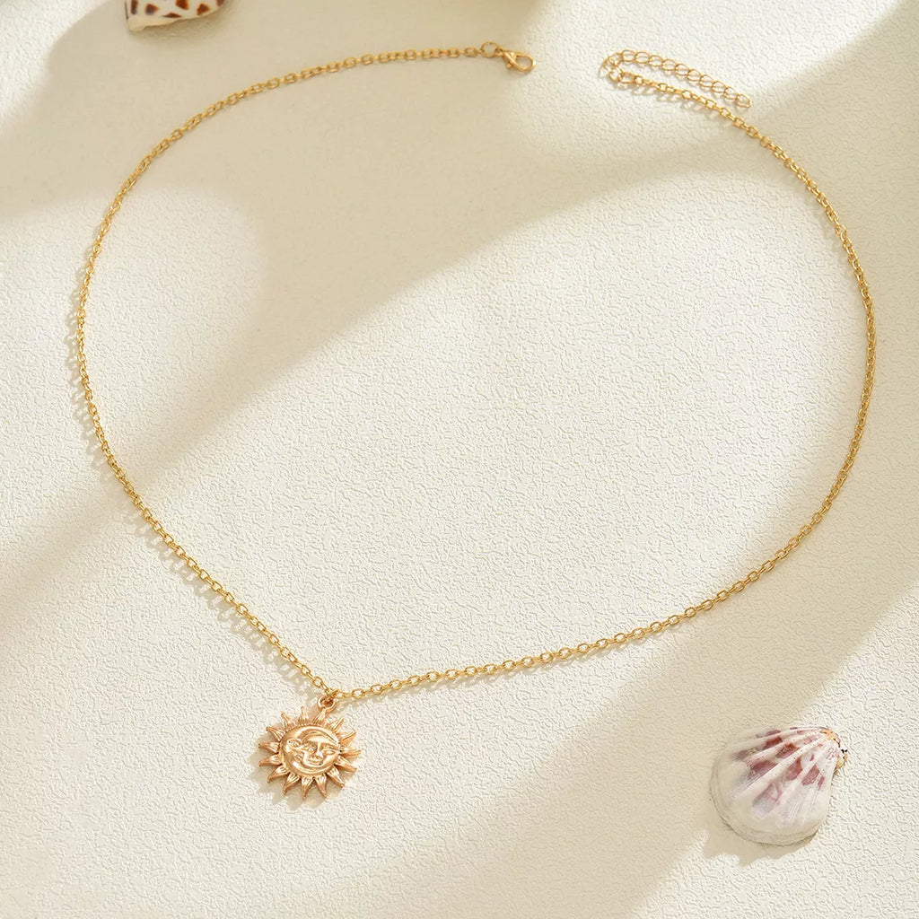 18K Gold-Plated Sunburst Pendant Necklace