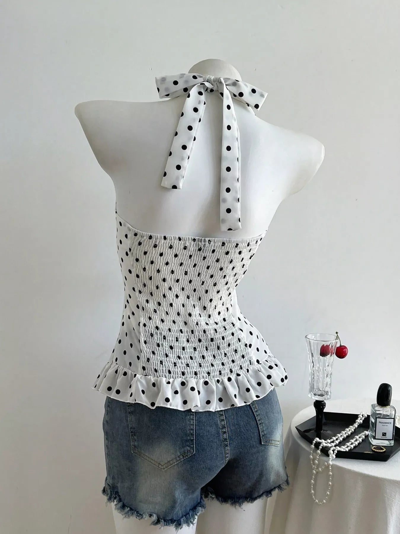 Polka Dot Halter Neck Cami