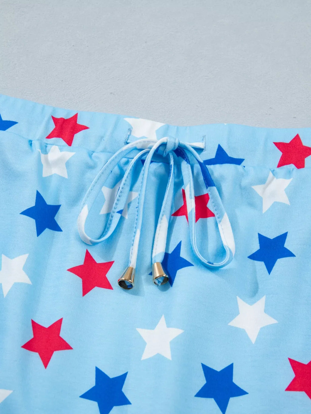 Patriotic Star Printed Beaded Drawstring Mini Skort