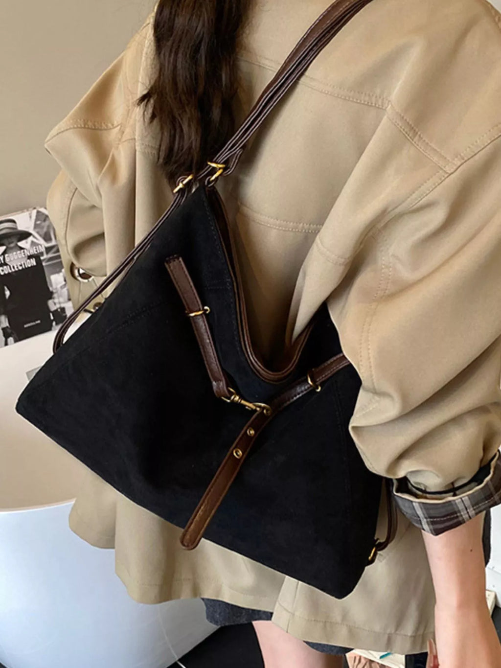Vintage Suede Tote Bag