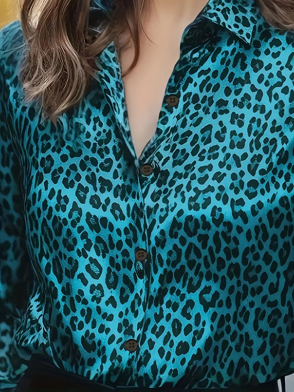 Leopard Button Up Long Sleeve Shirt