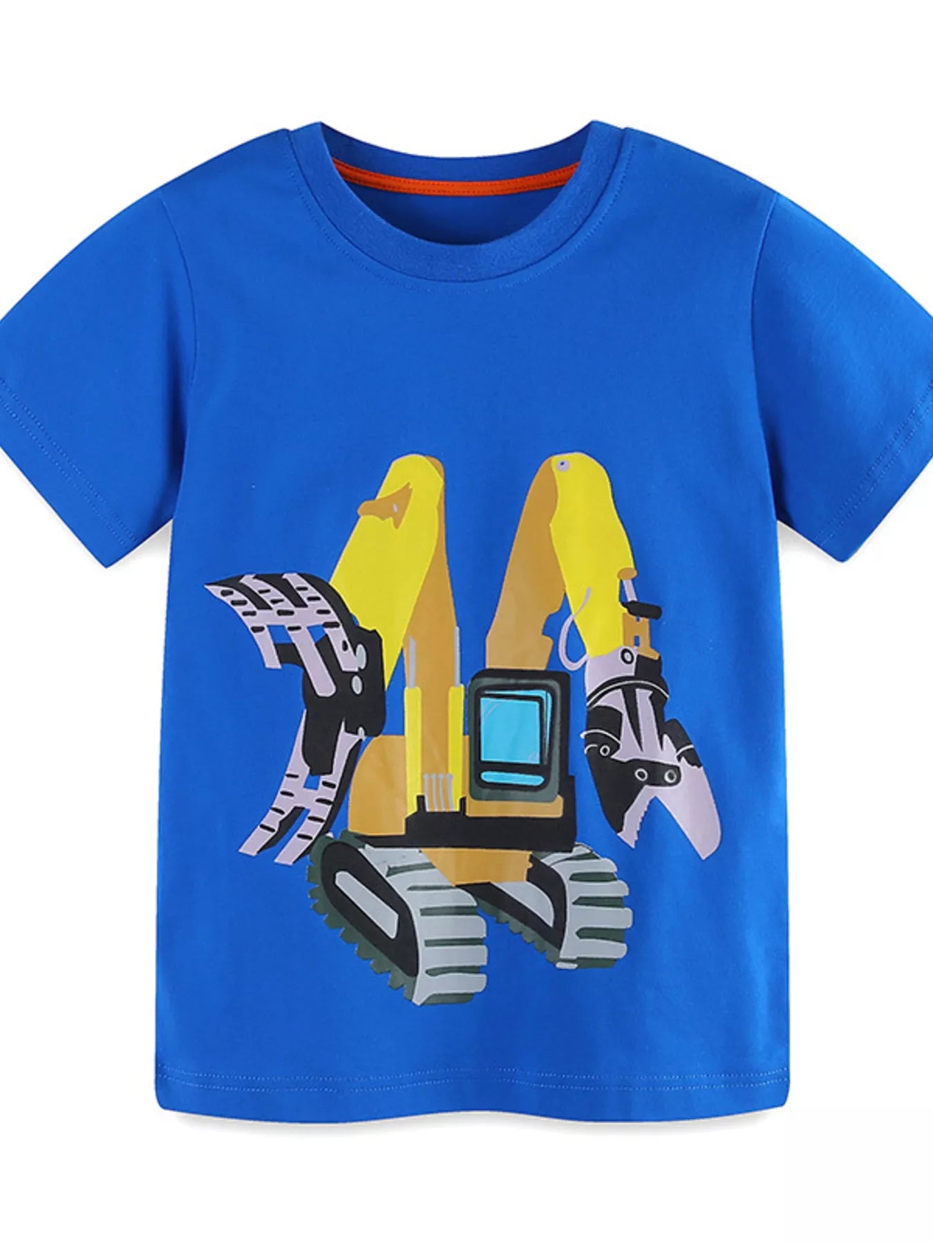 Children's Excavator Graphic Round Neck T-Shirt