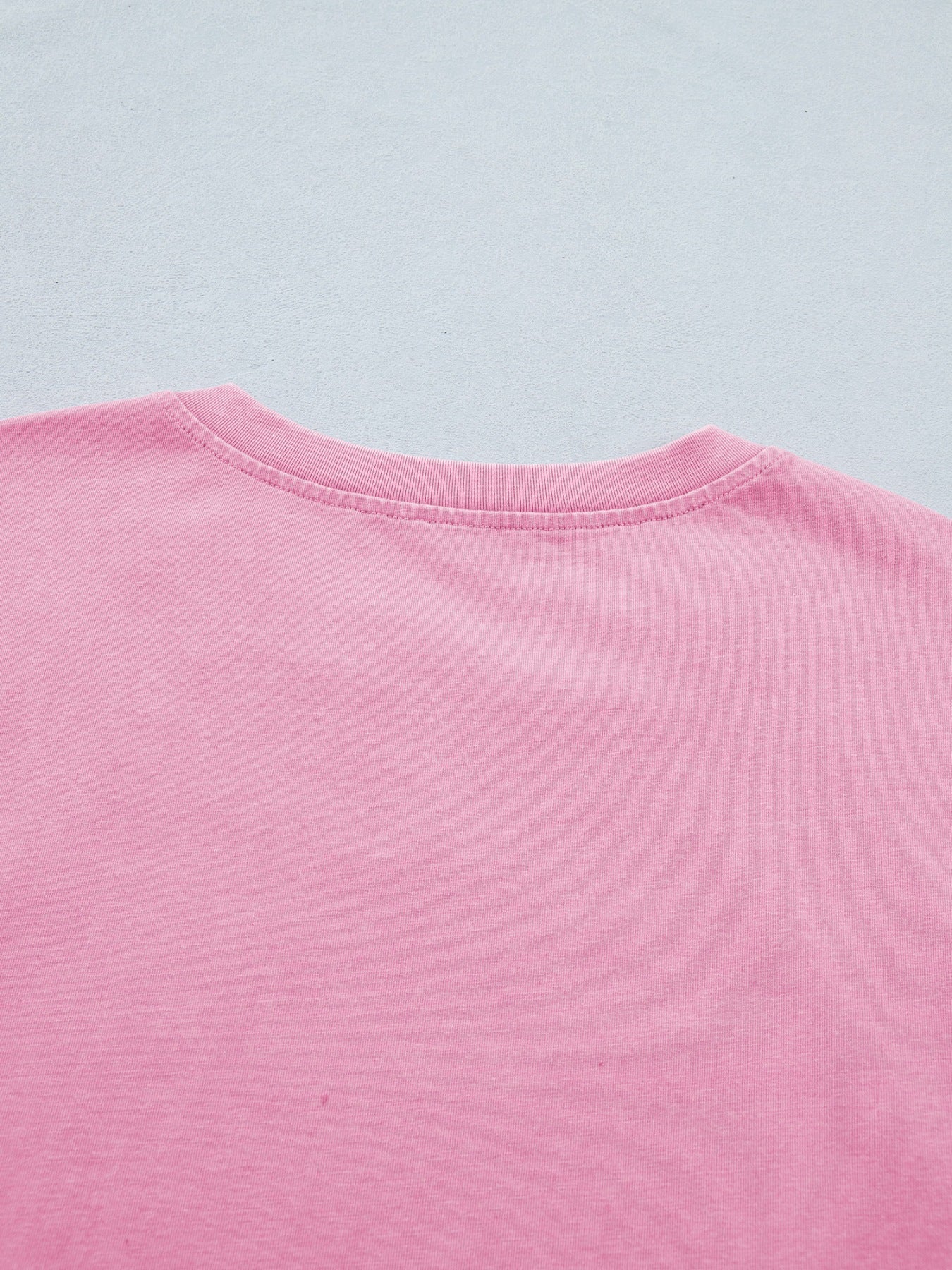 Raw Cut Notched Neck Lace Patchwork Detail Mineral Wash Tee