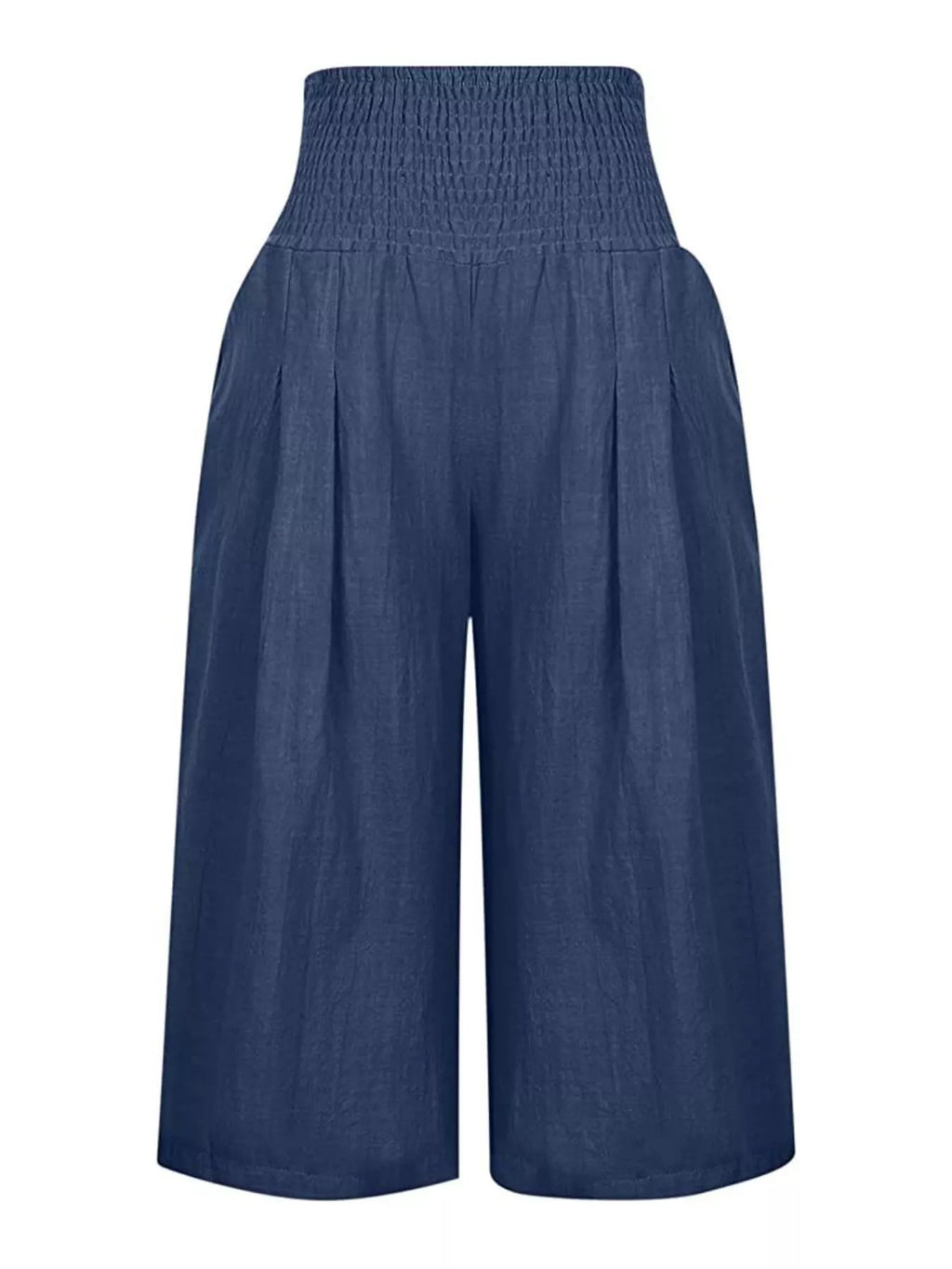 Smocked Wide-Leg Capri Pants